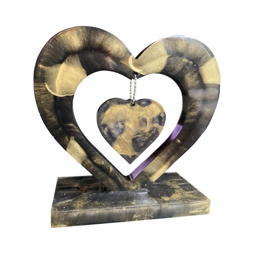 Gedenksteen - Hart - Met Foto - Zwart/Goud